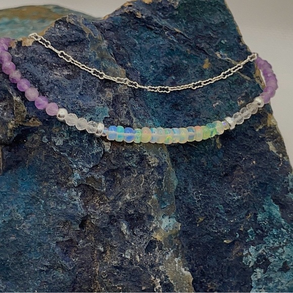 Amethyst, Welo Opal, and  Sterling Silver Gemstone Bracelet * Limited Edition * - Picture 5 of 8